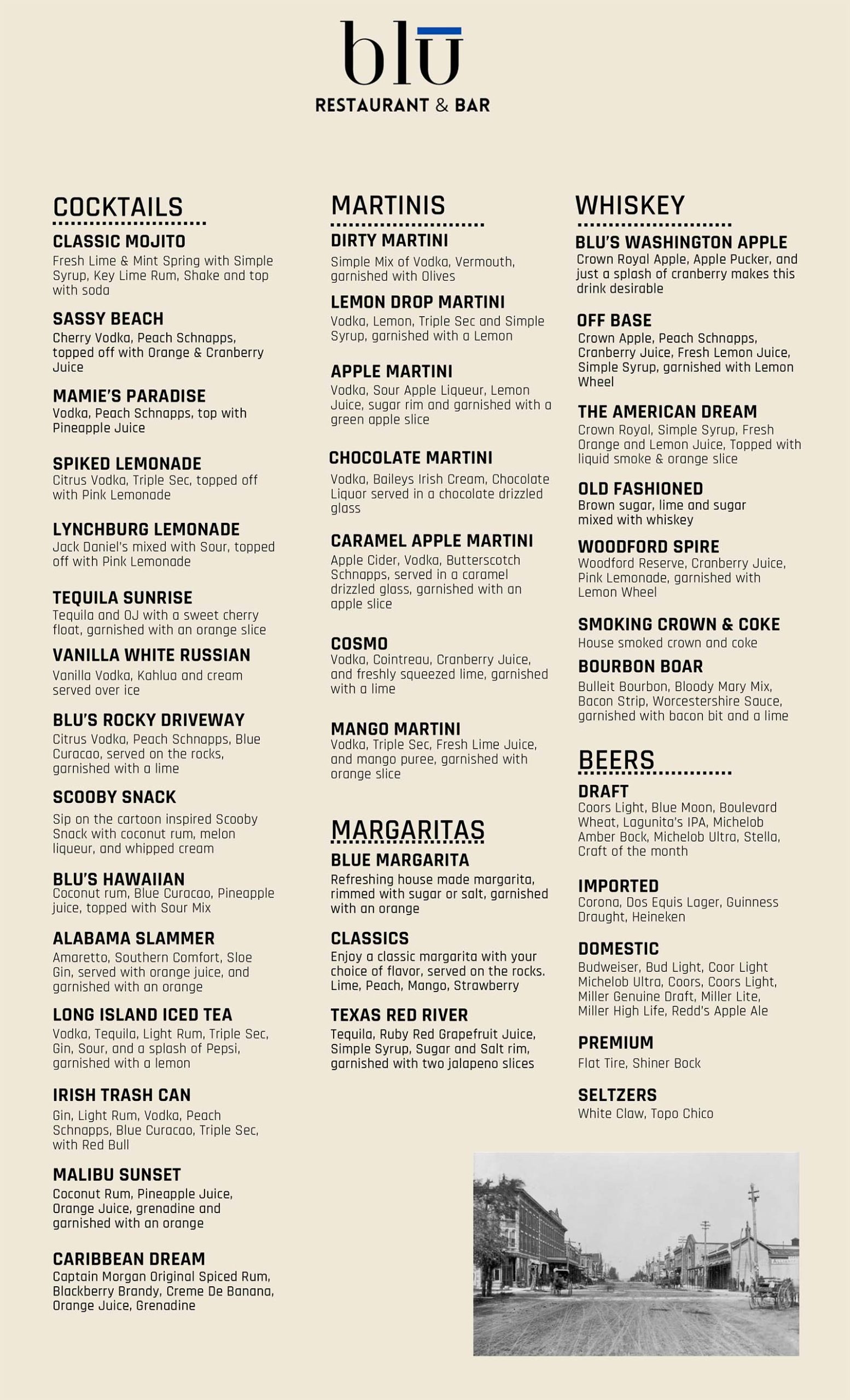 blu drink menu