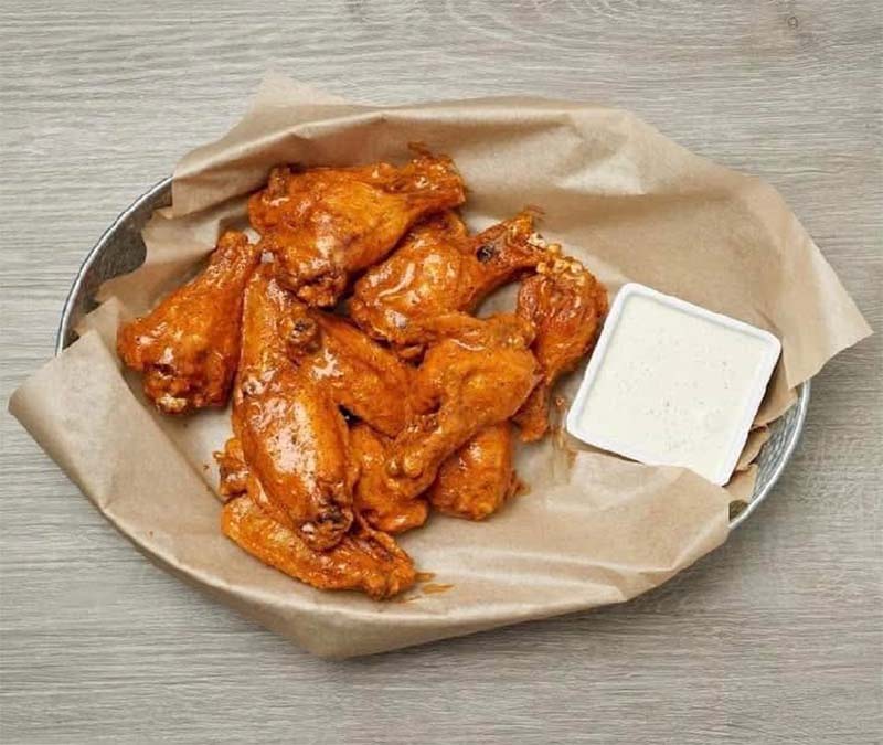 Buffalo Wings with Blue Cheese at Blū Restaurant